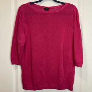 Talbots Linen Sweater Pullover Knit 3/4 Sleeve Hot Pink Classic CHIC 1X